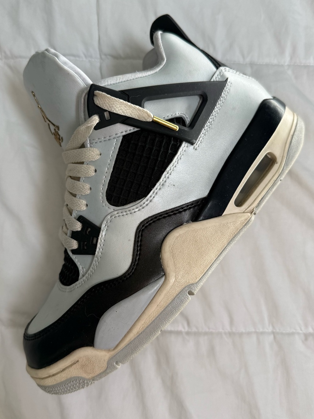Nike Air Jordan 4 Retro Platinum Gold 6.5Y Women’s Size 8 Equivalent Sneaker - Picture 10 of 12